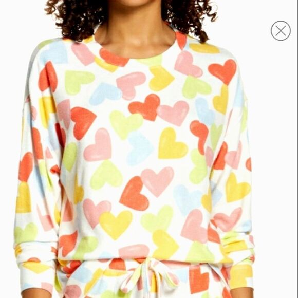 Nwt Nordstorm BP Comfy ivory happy hearts - Picture 2 of 8